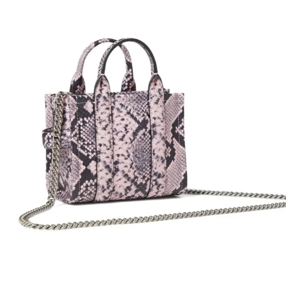 *NEW* MARC JACOBS-SNAKE EMBOSSED LEATHER MICRO TOTE COLOR BLEACHED MAUVE-MULTI - Picture 3 of 7